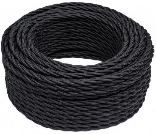 Ретро провод витой Bironi 3х1,5мм черный матовый (50м) картинка